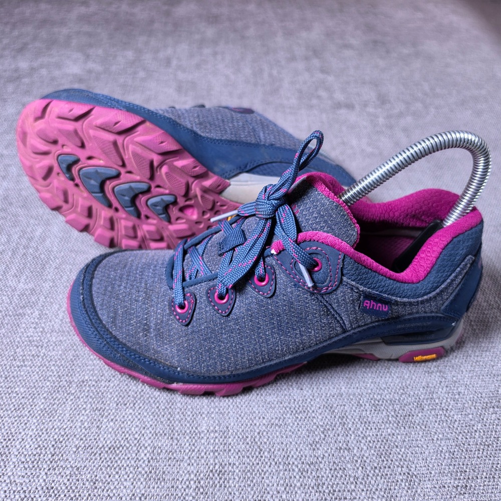 Ahnu Sugarpine Waterproof Hiking Shoes Women 6.5 Blue Pink Vibram 1019232